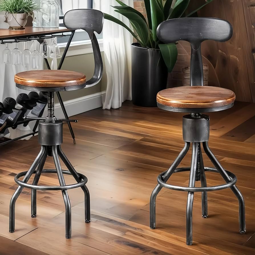 Amazon.com: LOKKHAN Set of 2 Rustic Industrial Bar Stool-24